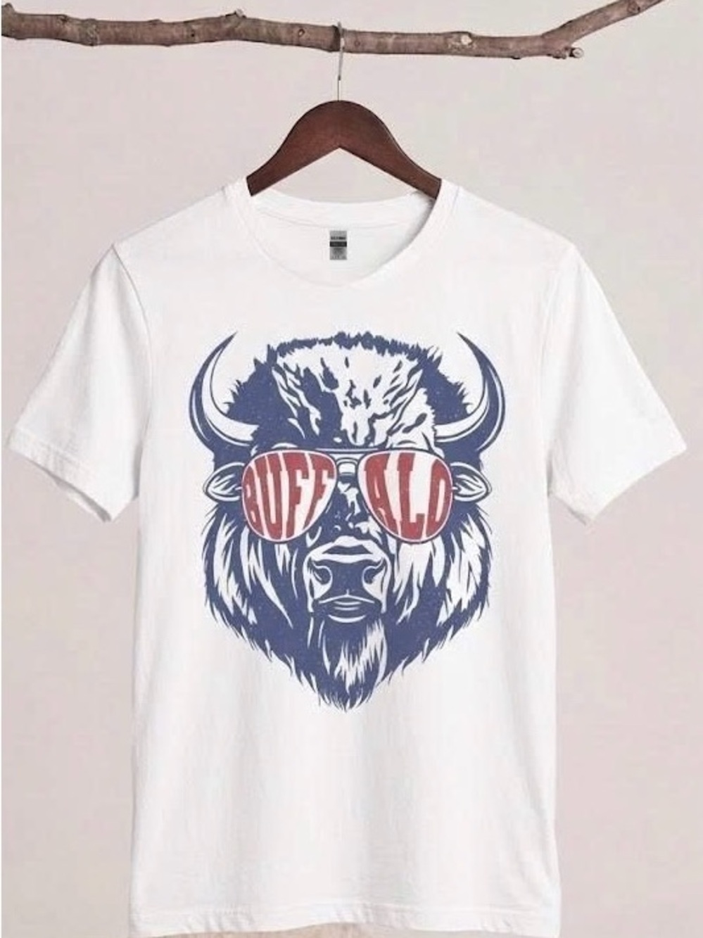 Buffalo Bison Sunglasses Graphic Tee White Unisex Game Day